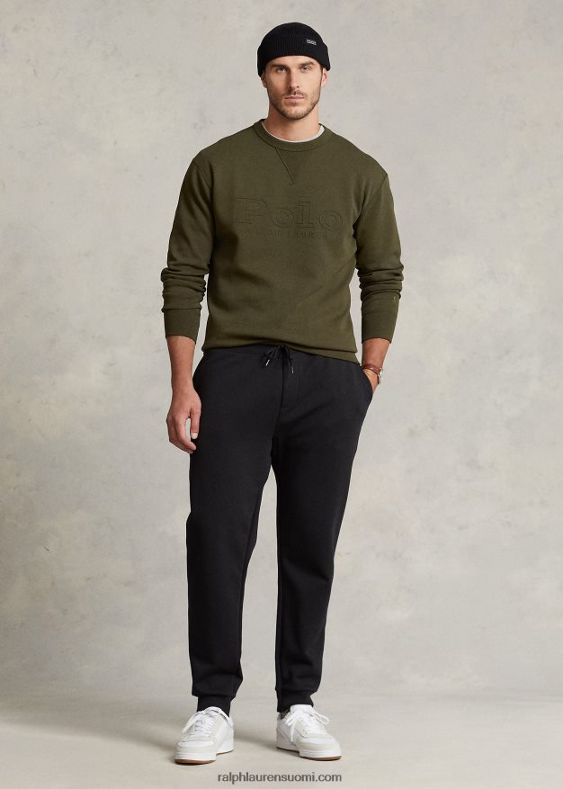 Ralph Lauren miehet logokuvioitu kaksoisneulepusero 0Z24ZR1396 yrityksen oliivi