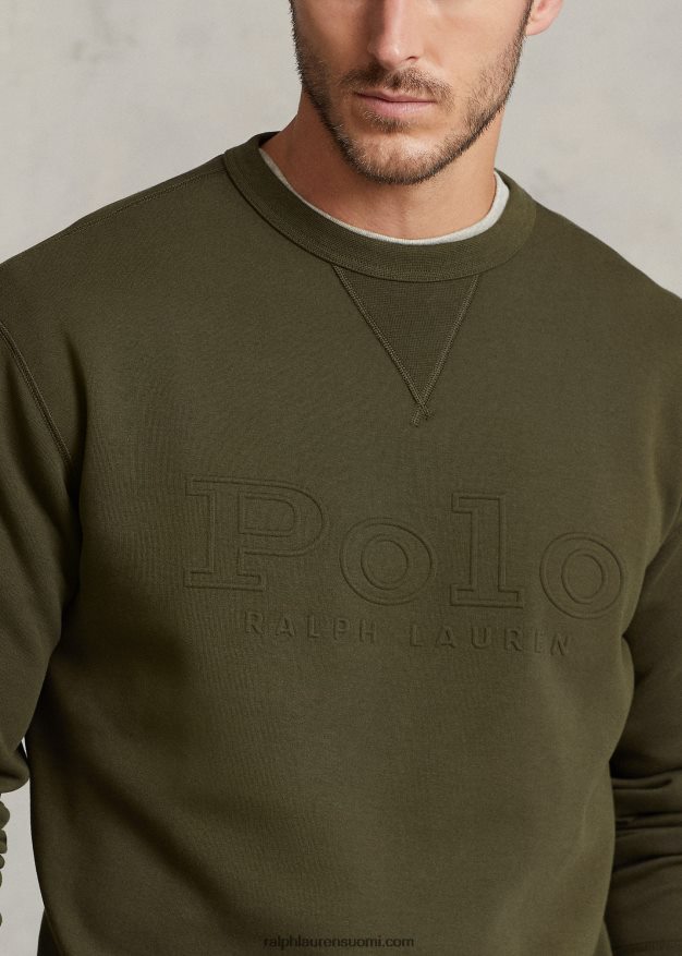 Ralph Lauren miehet logokuvioitu kaksoisneulepusero 0Z24ZR1396 yrityksen oliivi