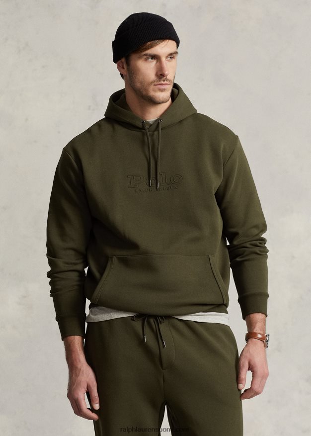 Ralph Lauren miehet logokuvioitu kaksoisneulottu huppari 0Z24ZR1379 yrityksen oliivi