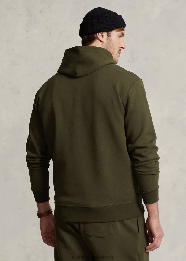 Ralph Lauren miehet logokuvioitu kaksoisneulottu huppari 0Z24ZR1379 yrityksen oliivi