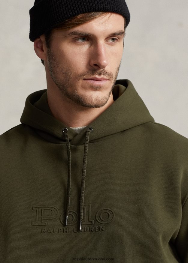 Ralph Lauren miehet logokuvioitu kaksoisneulottu huppari 0Z24ZR1379 yrityksen oliivi