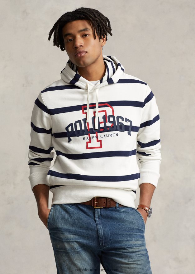 Ralph Lauren miehet logolla raidallinen fleecehuppari 0Z24ZR845 nevis/risteilylaivasto
