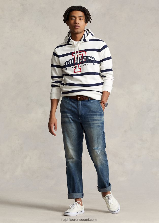 Ralph Lauren miehet logolla raidallinen fleecehuppari 0Z24ZR845 nevis/risteilylaivasto