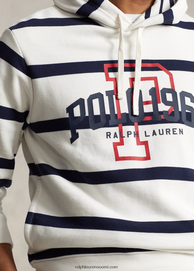 Ralph Lauren miehet logolla raidallinen fleecehuppari 0Z24ZR845 nevis/risteilylaivasto