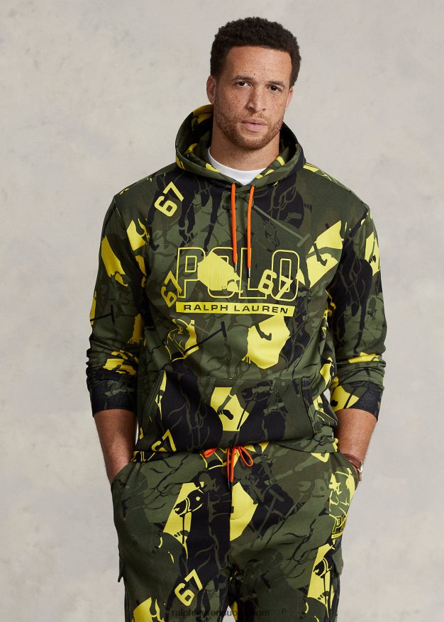Ralph Lauren miehet logopooloponin kaksoisneulottu huppari 0Z24ZR1802 huippukokous camo