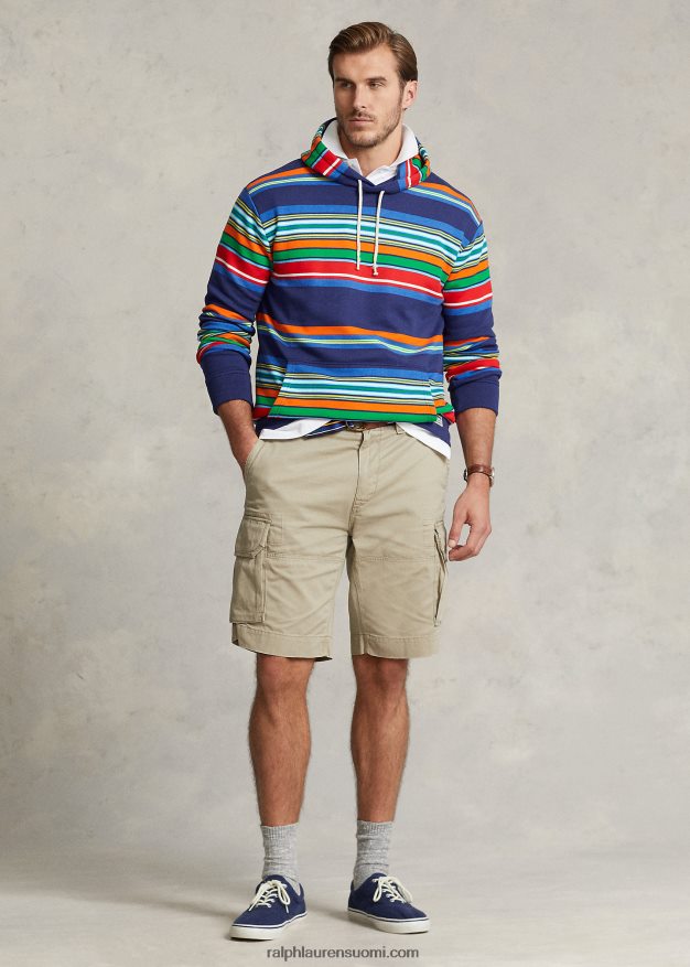 Ralph Lauren miehet raidallinen fleecehuppari 0Z24ZR1374 tumma koboltti/raita