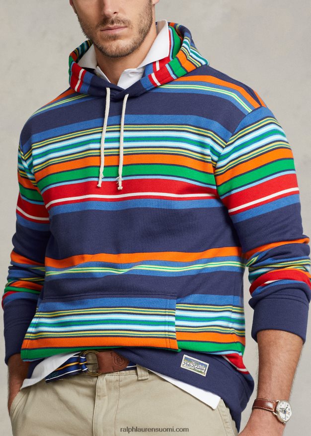 Ralph Lauren miehet raidallinen fleecehuppari 0Z24ZR1374 tumma koboltti/raita