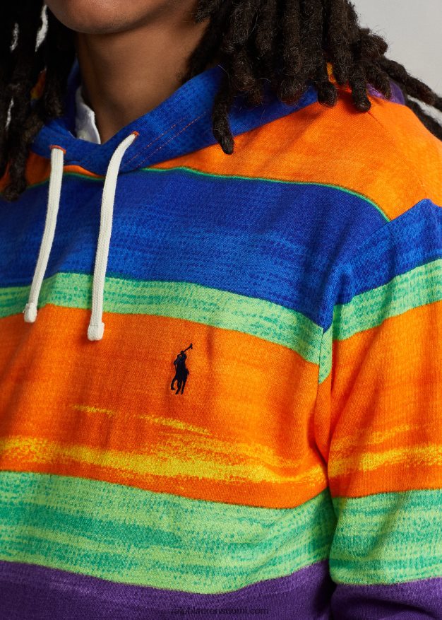 Ralph Lauren miehet raidallinen spa froteehuppari 0Z24ZR921 sähköinen raita