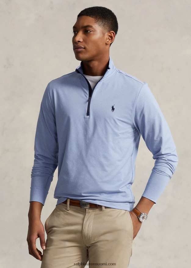 Ralph Lauren miehet suorituskykyinen jersey-neljännesvetoketjupusero 0Z24ZR1013 uusi jauhesininen kanerva