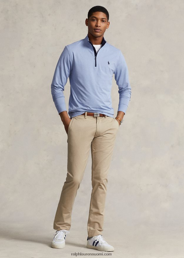 Ralph Lauren miehet suorituskykyinen jersey-neljännesvetoketjupusero 0Z24ZR1013 uusi jauhesininen kanerva