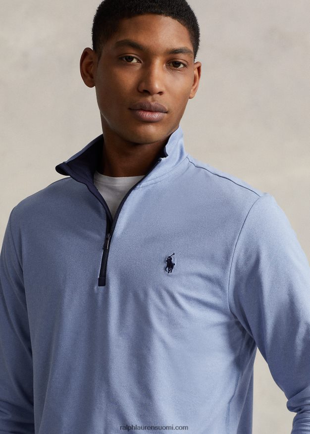 Ralph Lauren miehet suorituskykyinen jersey-neljännesvetoketjupusero 0Z24ZR1013 uusi jauhesininen kanerva