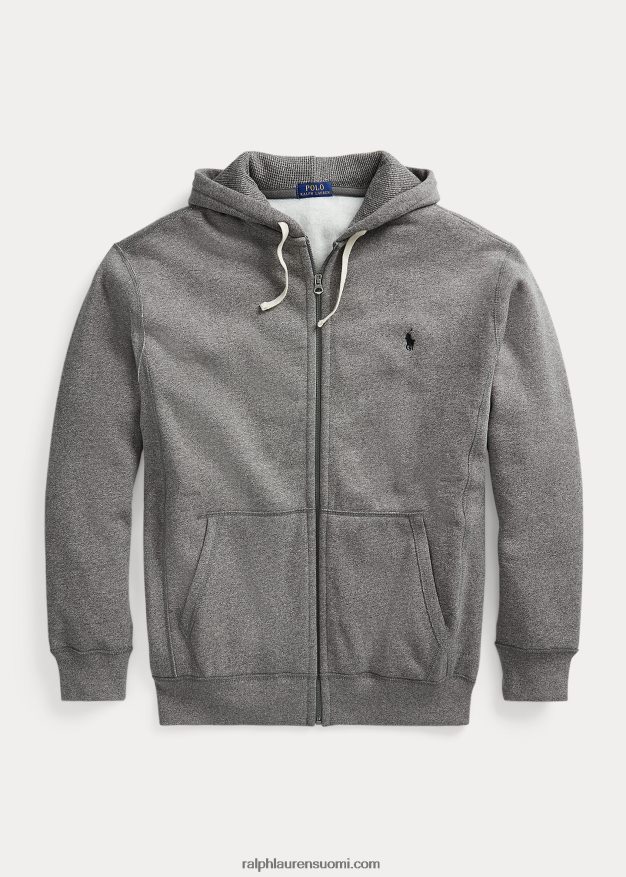 Ralph Lauren miehet täysvetoketjullinen fleecehuppari 0Z24ZR1667 tuhkanharmaa kanerva
