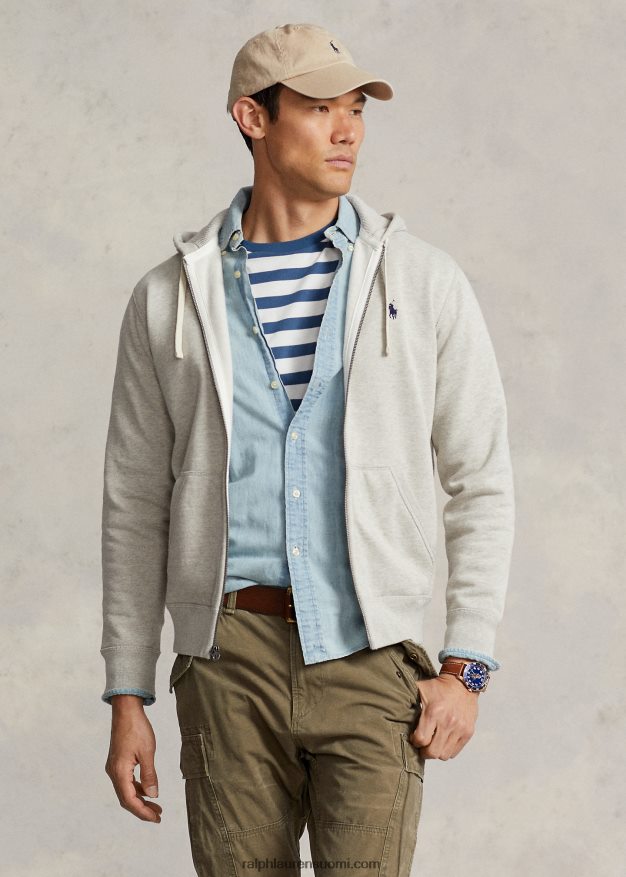 Ralph Lauren miehet täysvetoketjullinen fleecehuppari 0Z24ZR391 kevyt urheilullinen kanerva
