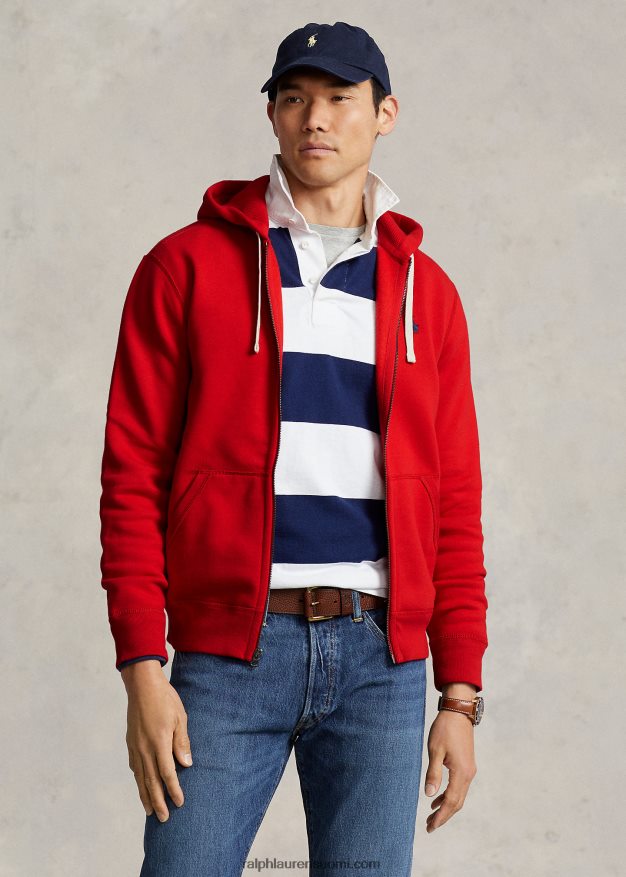 Ralph Lauren miehet täysvetoketjullinen fleecehuppari 0Z24ZR392 Rl 2000 punainen