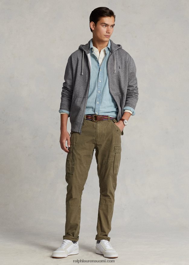 Ralph Lauren miehet täysvetoketjullinen fleecehuppari 0Z24ZR393 tuhkanharmaa kanerva