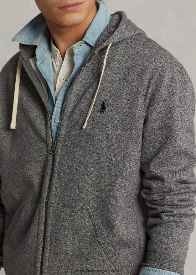 Ralph Lauren miehet täysvetoketjullinen fleecehuppari 0Z24ZR393 tuhkanharmaa kanerva