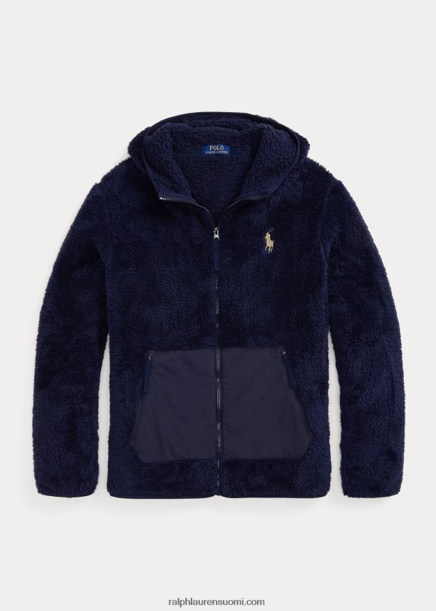 Ralph Lauren miehet täysvetoketjullinen pile fleece -huppari 0Z24ZR1183 Newport Navy/Newport Navy