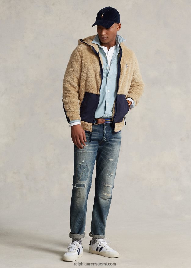 Ralph Lauren miehet täysvetoketjullinen pile fleece -huppari 0Z24ZR1184 hiekkadyyni/newportin laivasto
