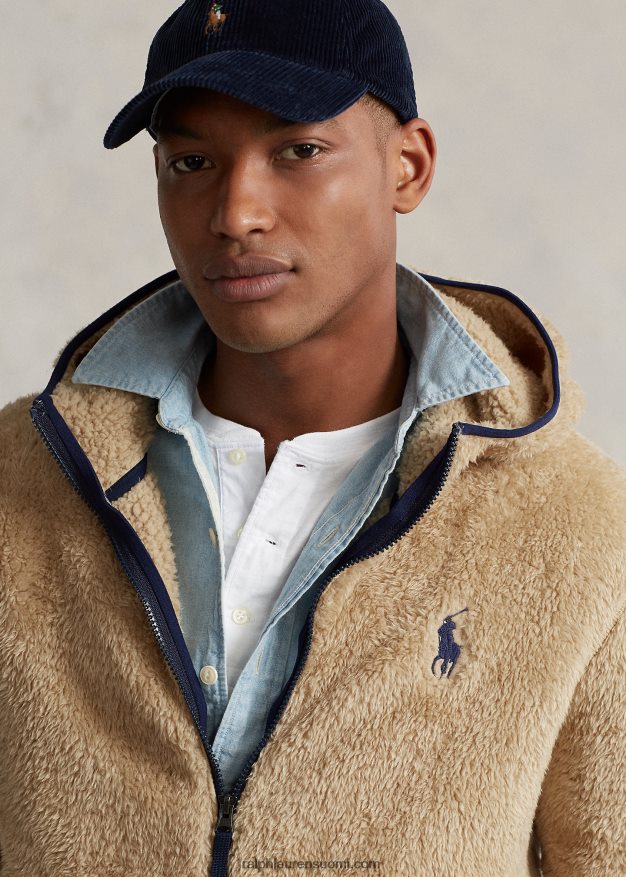 Ralph Lauren miehet täysvetoketjullinen pile fleece -huppari 0Z24ZR1184 hiekkadyyni/newportin laivasto