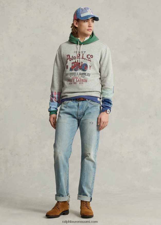 Ralph Lauren miehet tilkkuvärinen fleece-graafinen huppari 0Z24ZR103 parvi kanerva