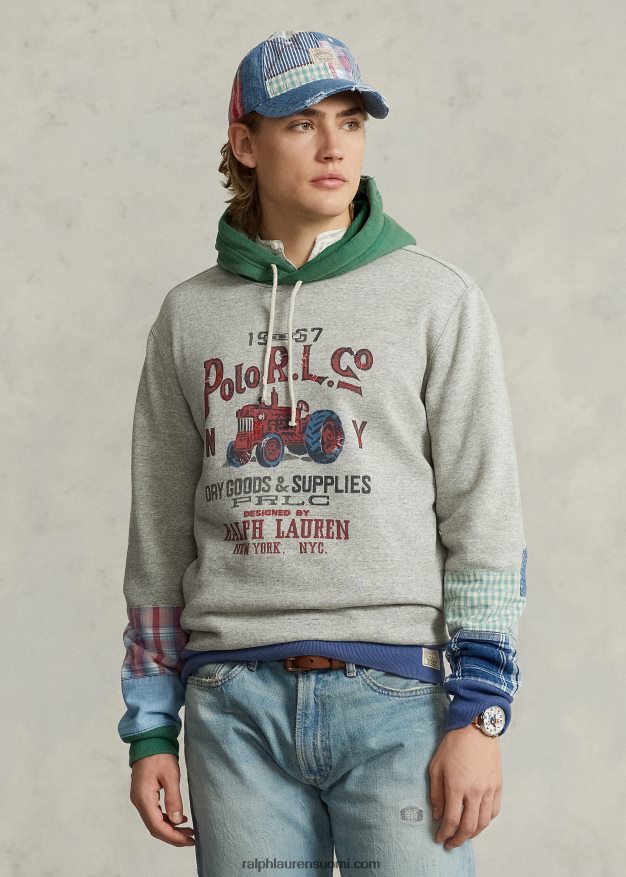Ralph Lauren miehet tilkkuvärinen fleece-graafinen huppari 0Z24ZR103 parvi kanerva