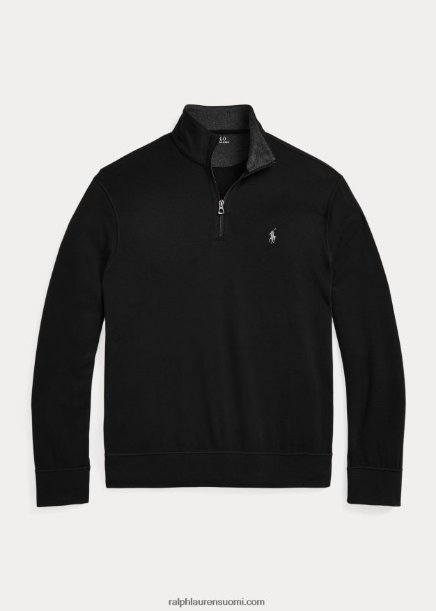 Ralph Lauren miehet ylellinen jersey vetoketjullinen villapaita 0Z24ZR8655 musta