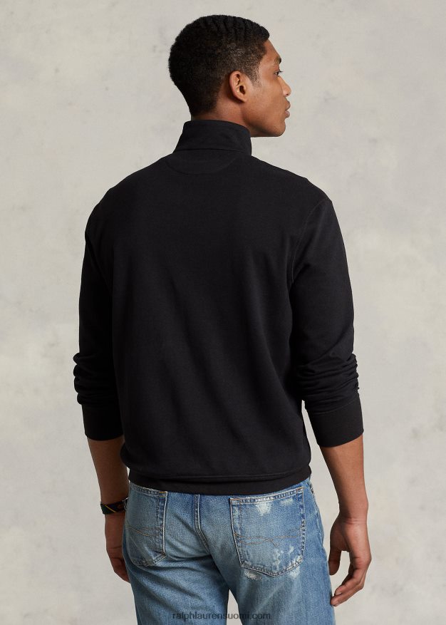 Ralph Lauren miehet ylellinen jersey vetoketjullinen villapaita 0Z24ZR8655 musta