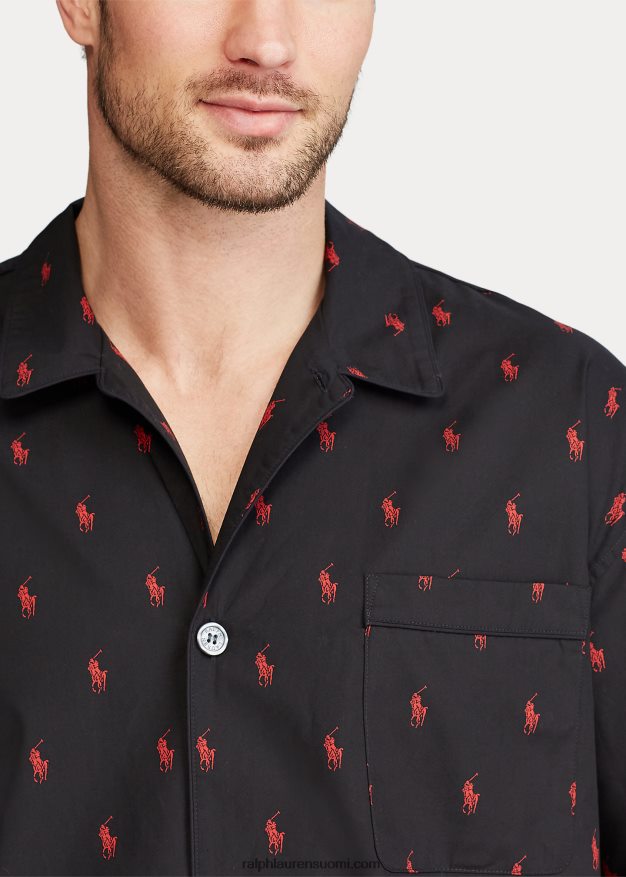 Ralph Lauren miehet allekirjoitus ponin pyjaman paita 0Z24ZR1648 rl musta/rl2000 punainen