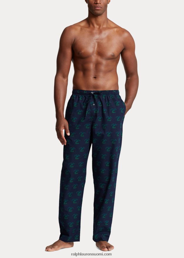 Ralph Lauren miehet logopainatetut pyjamahousut 0Z24ZR1101 laivasto printti