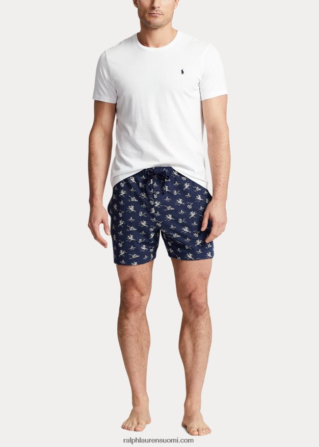 Ralph Lauren miehet neuloa pikee 6 tuuman uni lyhyt 0Z24ZR8573 vintage ankkuriprintti