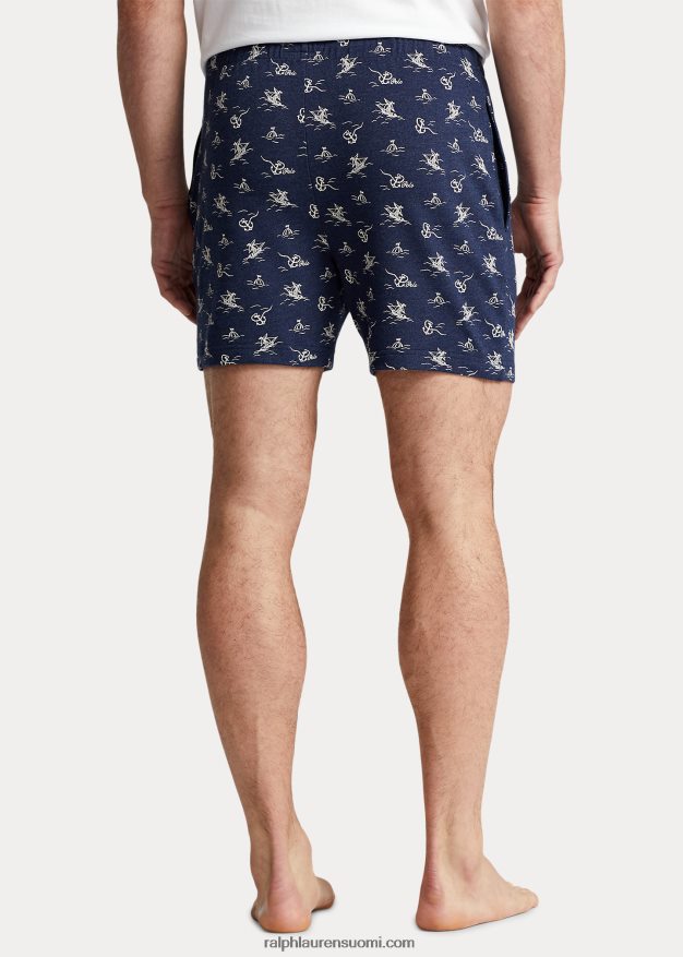 Ralph Lauren miehet neuloa pikee 6 tuuman uni lyhyt 0Z24ZR8573 vintage ankkuriprintti