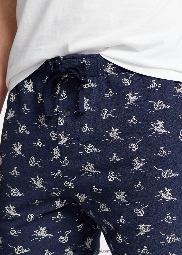 Ralph Lauren miehet neuloa pikee 6 tuuman uni lyhyt 0Z24ZR8573 vintage ankkuriprintti