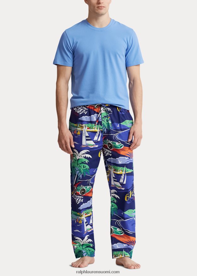 Ralph Lauren miehet painatus pyjaman housut 0Z24ZR679 riviera du port -tulostus