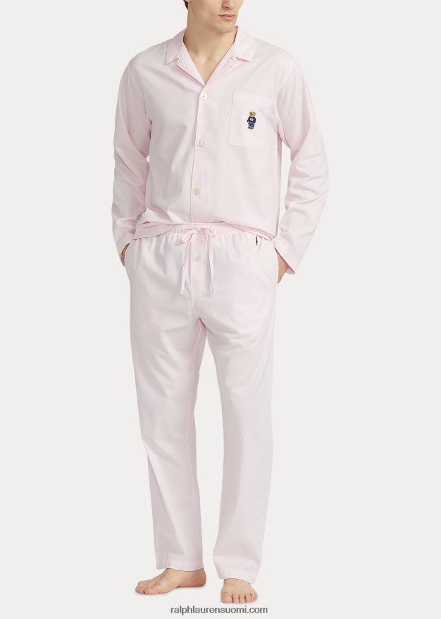 Ralph Lauren miehet puuvillaiset oxford-pyjamahousut 0Z24ZR8570 pinkki oxford/risteilylaivasto