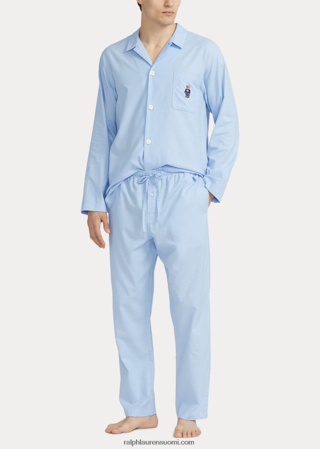 Ralph Lauren miehet puuvillaiset oxford-pyjamahousut 0Z24ZR8571 sininen oxford/kuninkaallinen laivasto