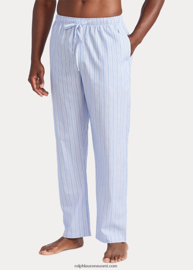 Ralph Lauren miehet raidalliset puuvillapyjamahousut 0Z24ZR1567 andrew stripe/risteilylaivasto