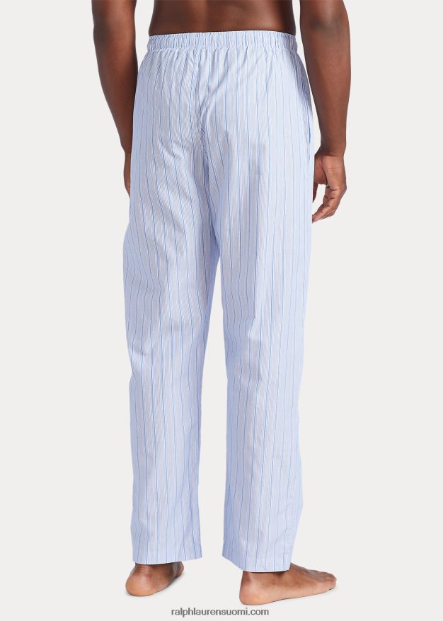 Ralph Lauren miehet raidalliset puuvillapyjamahousut 0Z24ZR1567 andrew stripe/risteilylaivasto