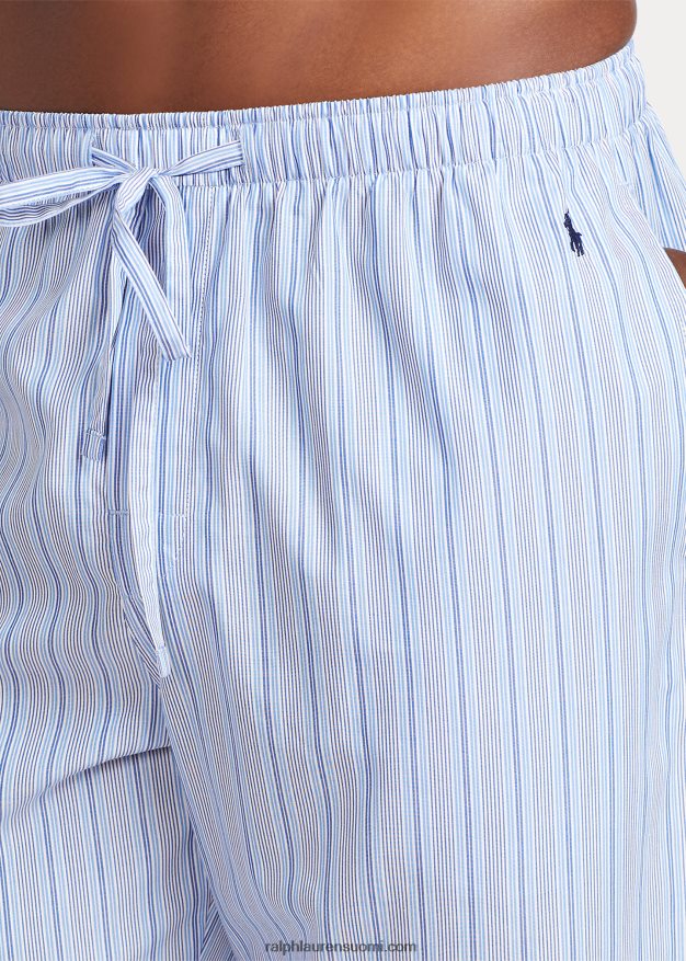 Ralph Lauren miehet raidalliset puuvillapyjamahousut 0Z24ZR1567 andrew stripe/risteilylaivasto