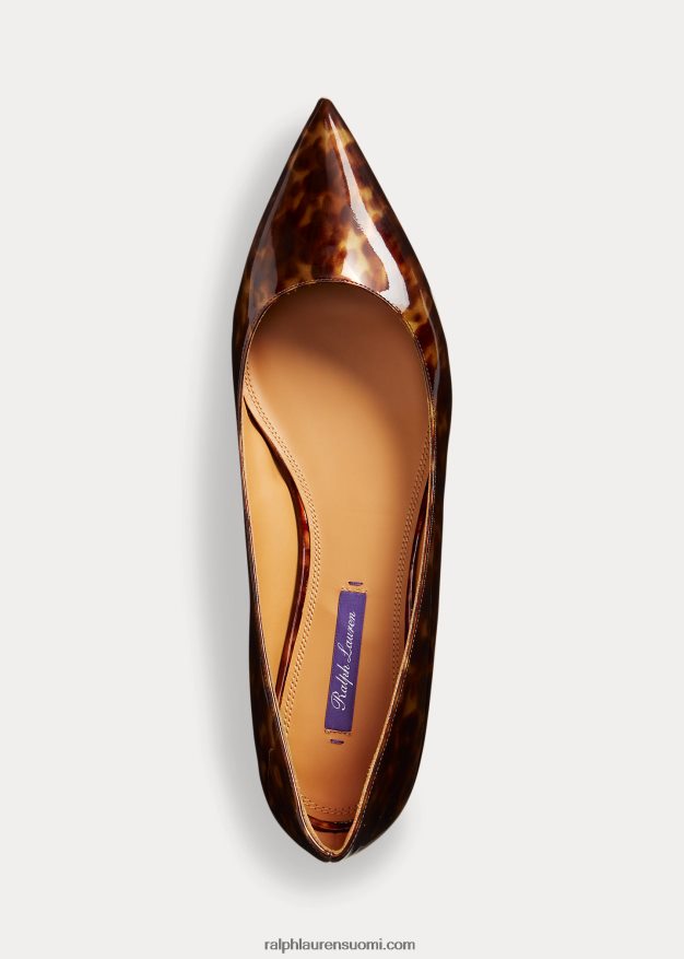 Ralph Lauren naiset kendrya patentoitu vasikannahkainen balettitaso 0Z24ZR9673 ruskea multi