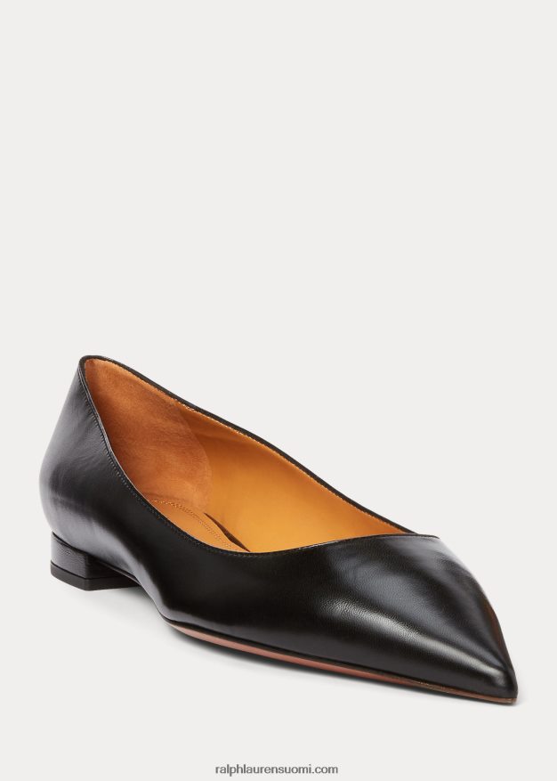 Ralph Lauren naiset kendrya vuohennahkainen baletti tasainen 0Z24ZR9671 musta