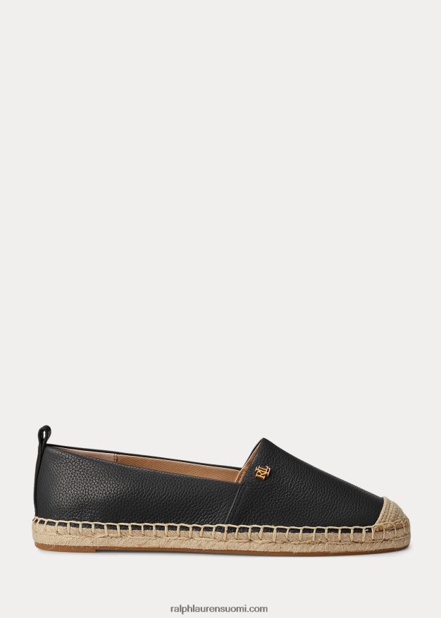 Ralph Lauren naiset cameryn iv -nahkainen espadrille 0Z24ZR5053 musta