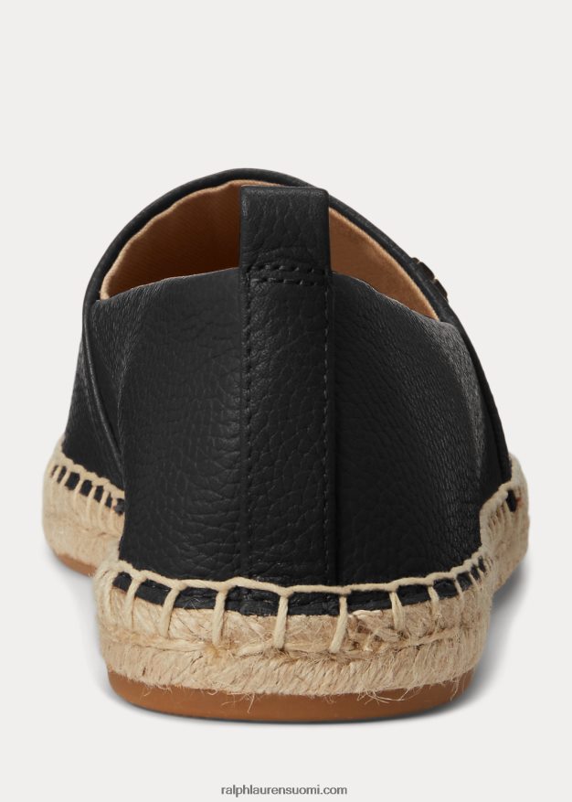 Ralph Lauren naiset cameryn iv -nahkainen espadrille 0Z24ZR5053 musta
