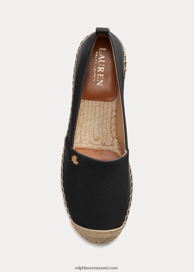 Ralph Lauren naiset cameryn iv -nahkainen espadrille 0Z24ZR5053 musta