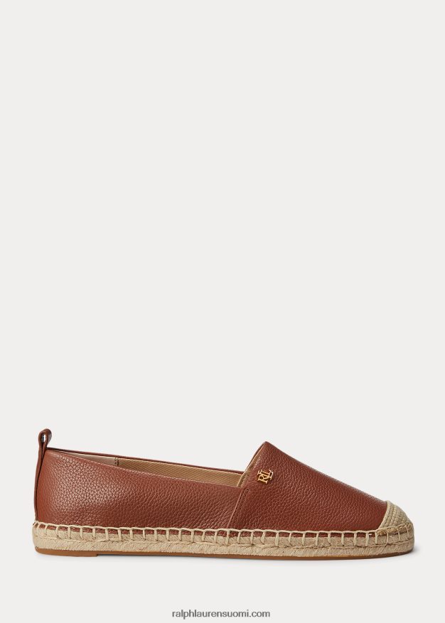 Ralph Lauren naiset cameryn iv -nahkainen espadrille 0Z24ZR5054 syvä satularusketus
