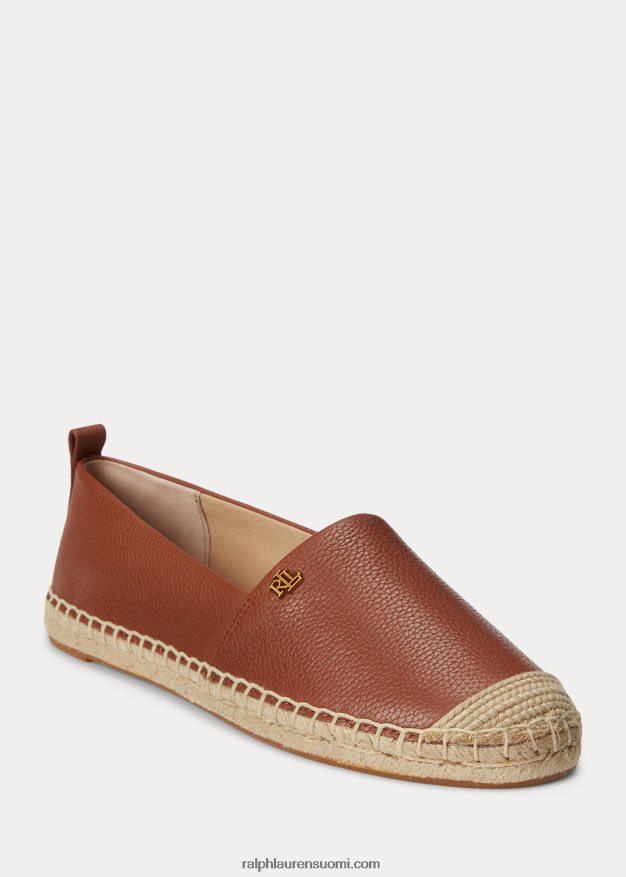 Ralph Lauren naiset cameryn iv -nahkainen espadrille 0Z24ZR5054 syvä satularusketus
