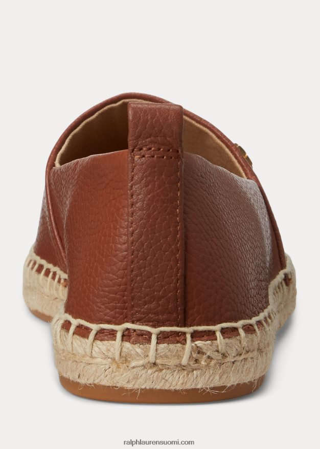 Ralph Lauren naiset cameryn iv -nahkainen espadrille 0Z24ZR5054 syvä satularusketus
