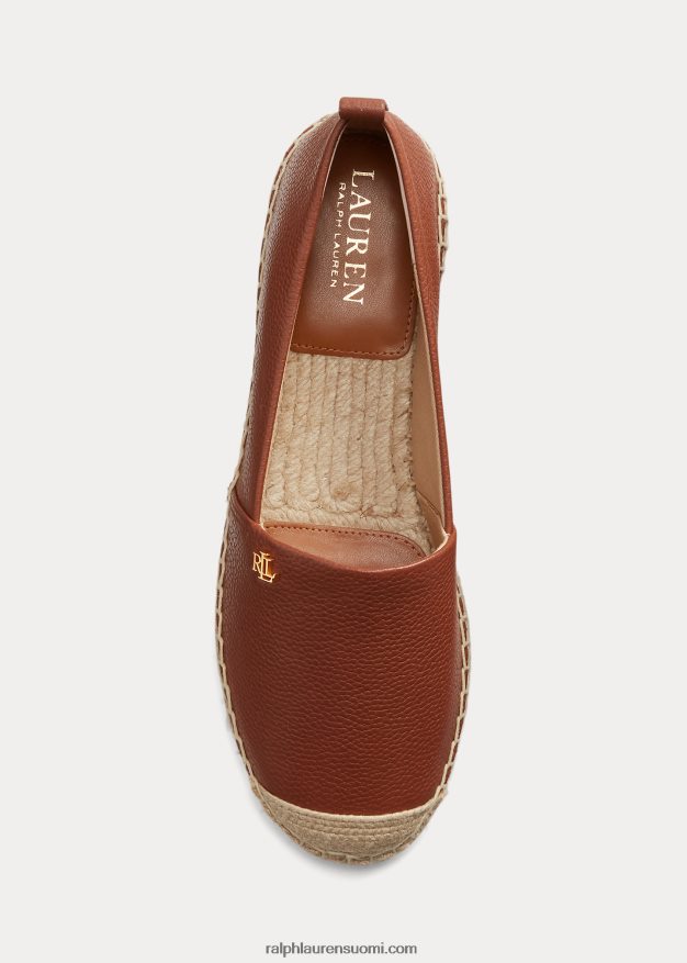Ralph Lauren naiset cameryn iv -nahkainen espadrille 0Z24ZR5054 syvä satularusketus