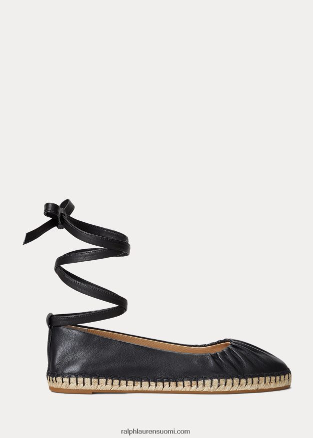 Ralph Lauren naiset cecilia nappan nahka nauhoitettu espadrilli 0Z24ZR5056 musta
