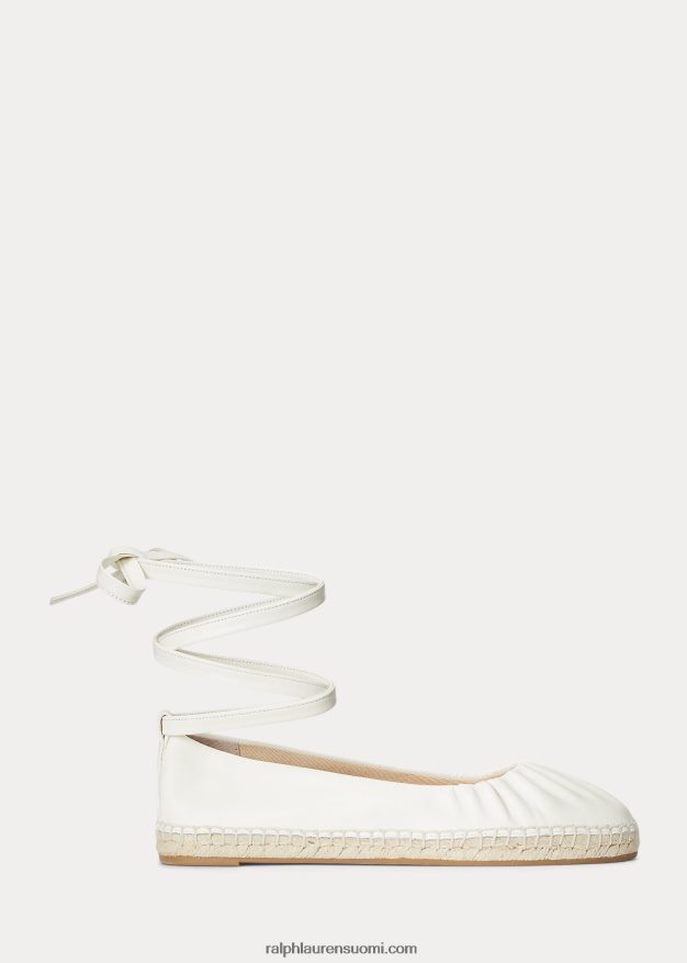 Ralph Lauren naiset cecilia nappan nahka nauhoitettu espadrilli 0Z24ZR5057 vanilja