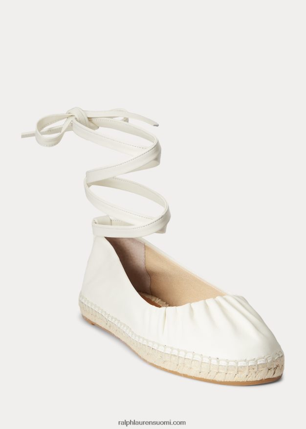 Ralph Lauren naiset cecilia nappan nahka nauhoitettu espadrilli 0Z24ZR5057 vanilja